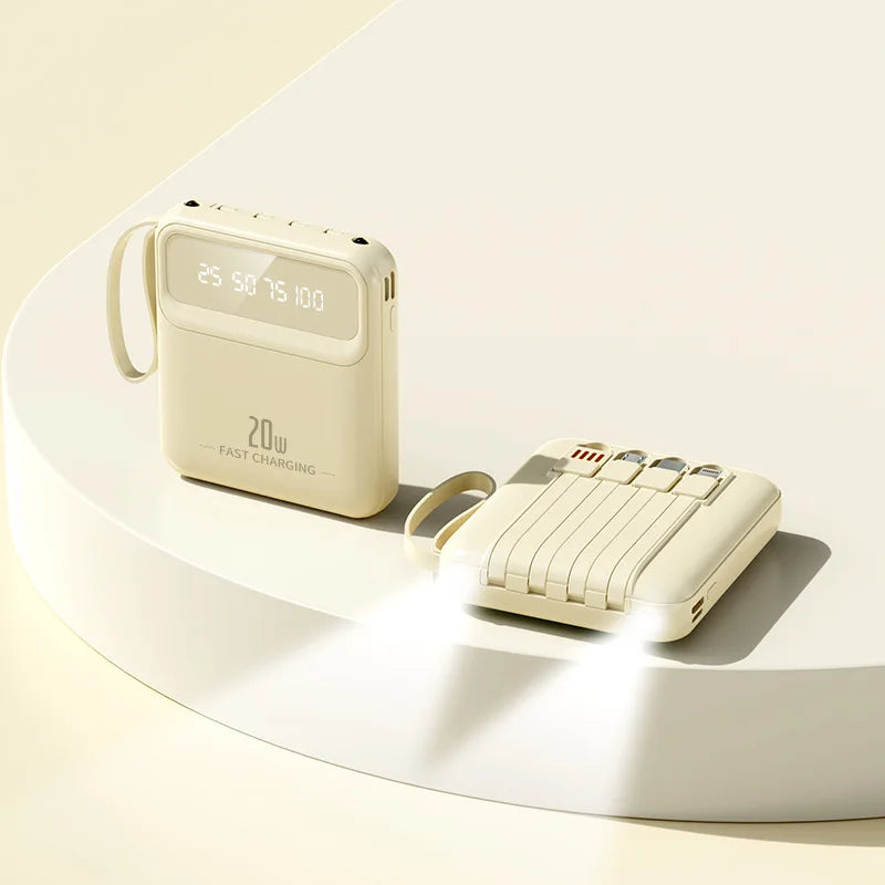 Premium Compact Power Bank with Built in Cables