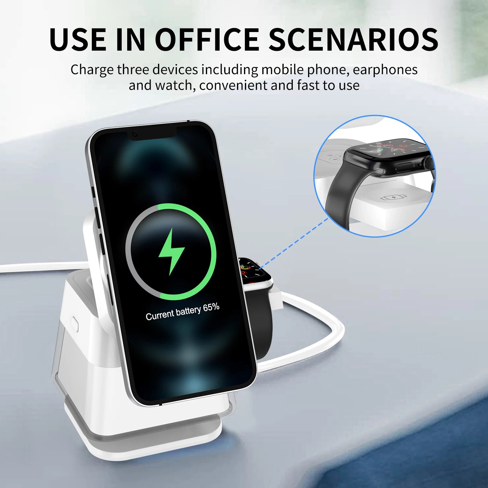 Premium 3 in 1 Magnetic Wireless Charging Station with RGB Lights