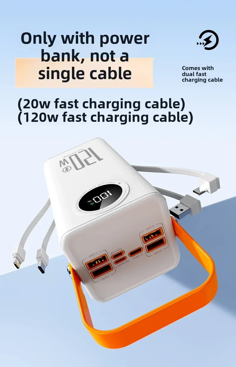 Premium Power Bank with 4 Built in Cables for Outdoor & Travel