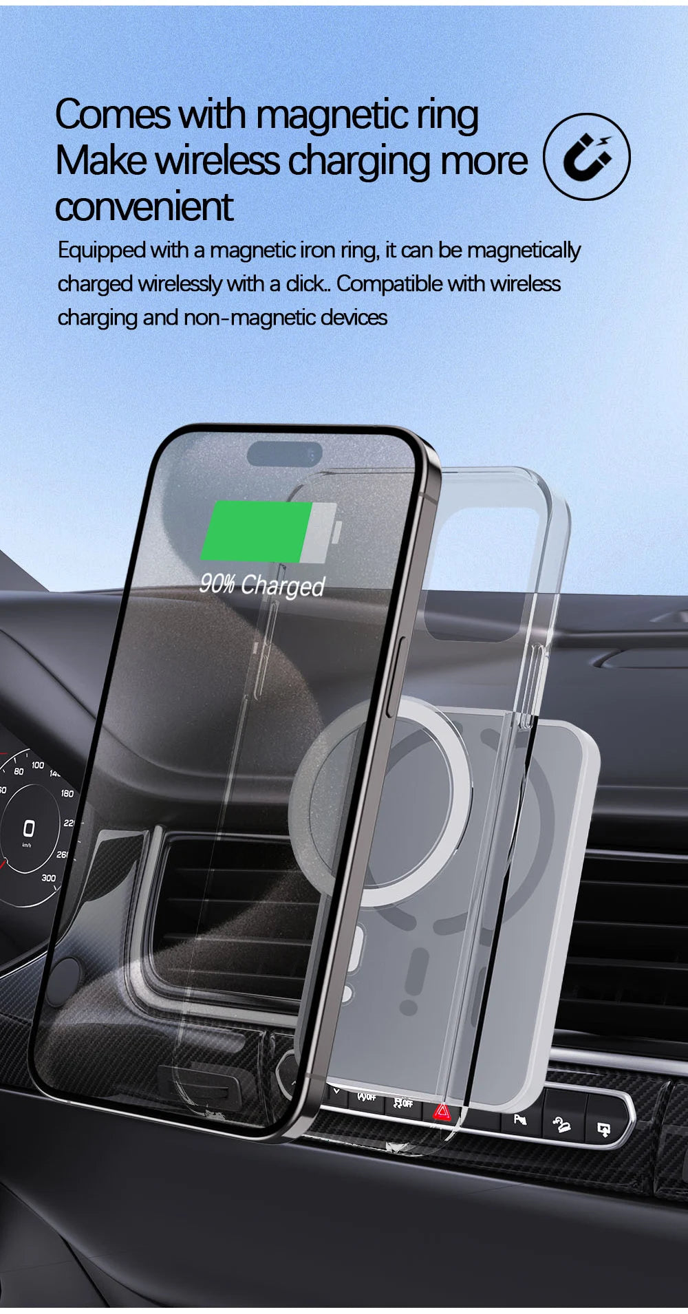 Soporte de carga inalámbrica magnética premium para coche