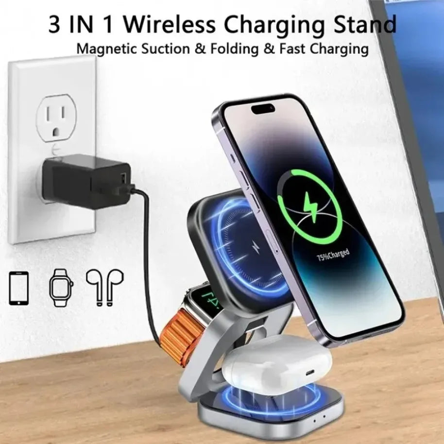 Premium 3-in-1 Foldable Magnetic Wireless Charger