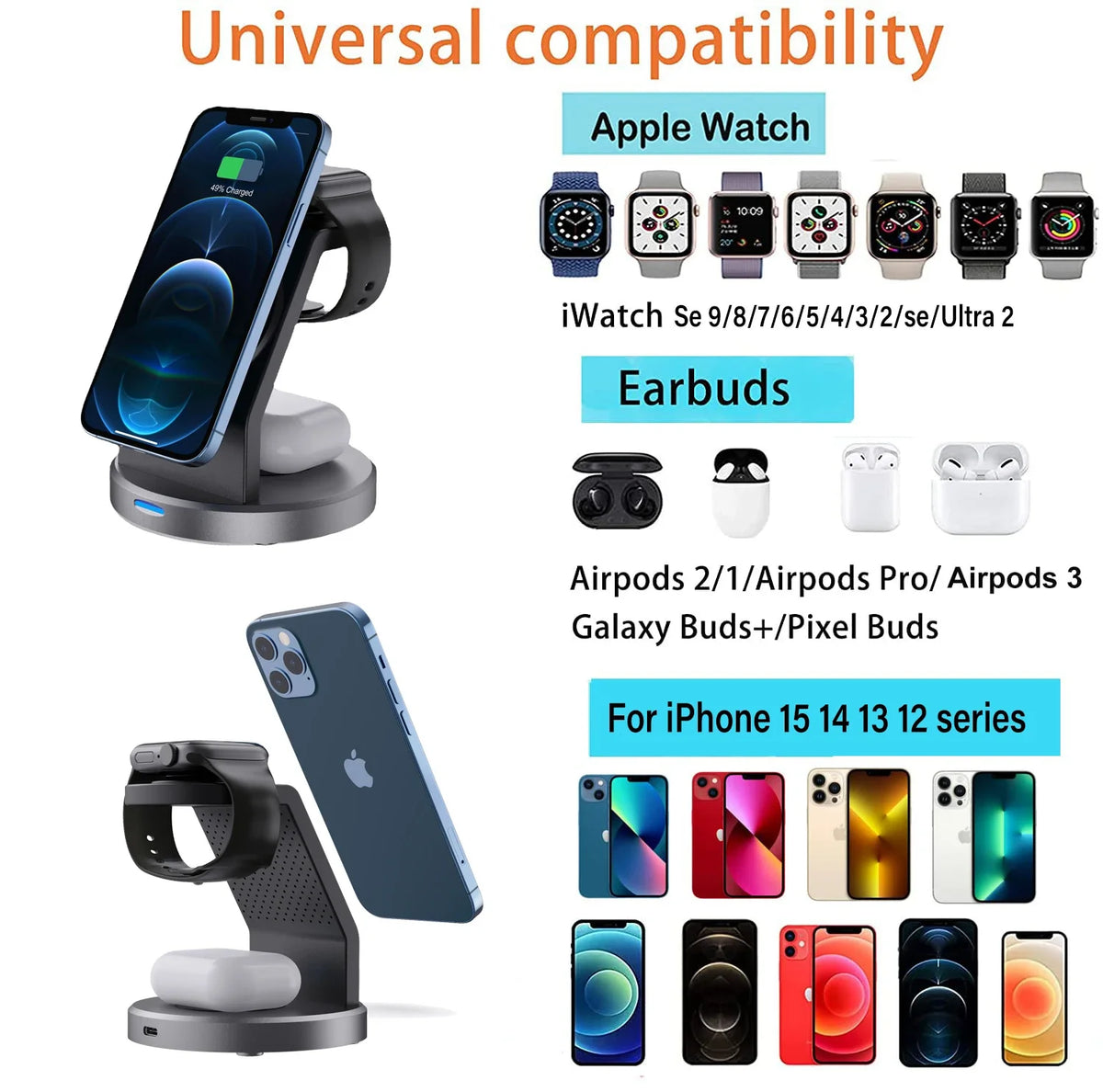 Premium 3 in 1 MagSafe Magnetic Wireless Charging Stand