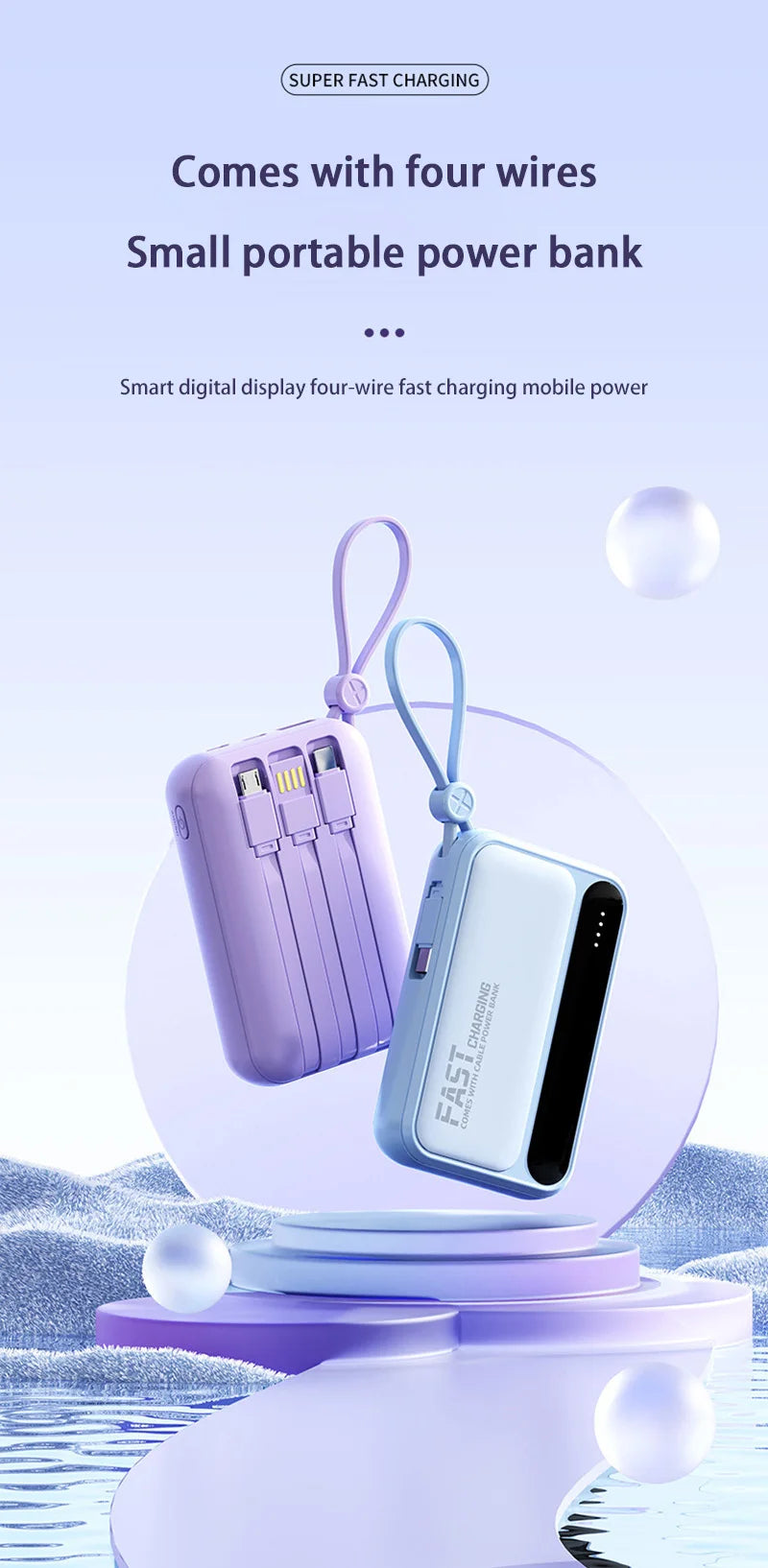 Power Bank Premium con cables 4 en 1 y pantalla digital