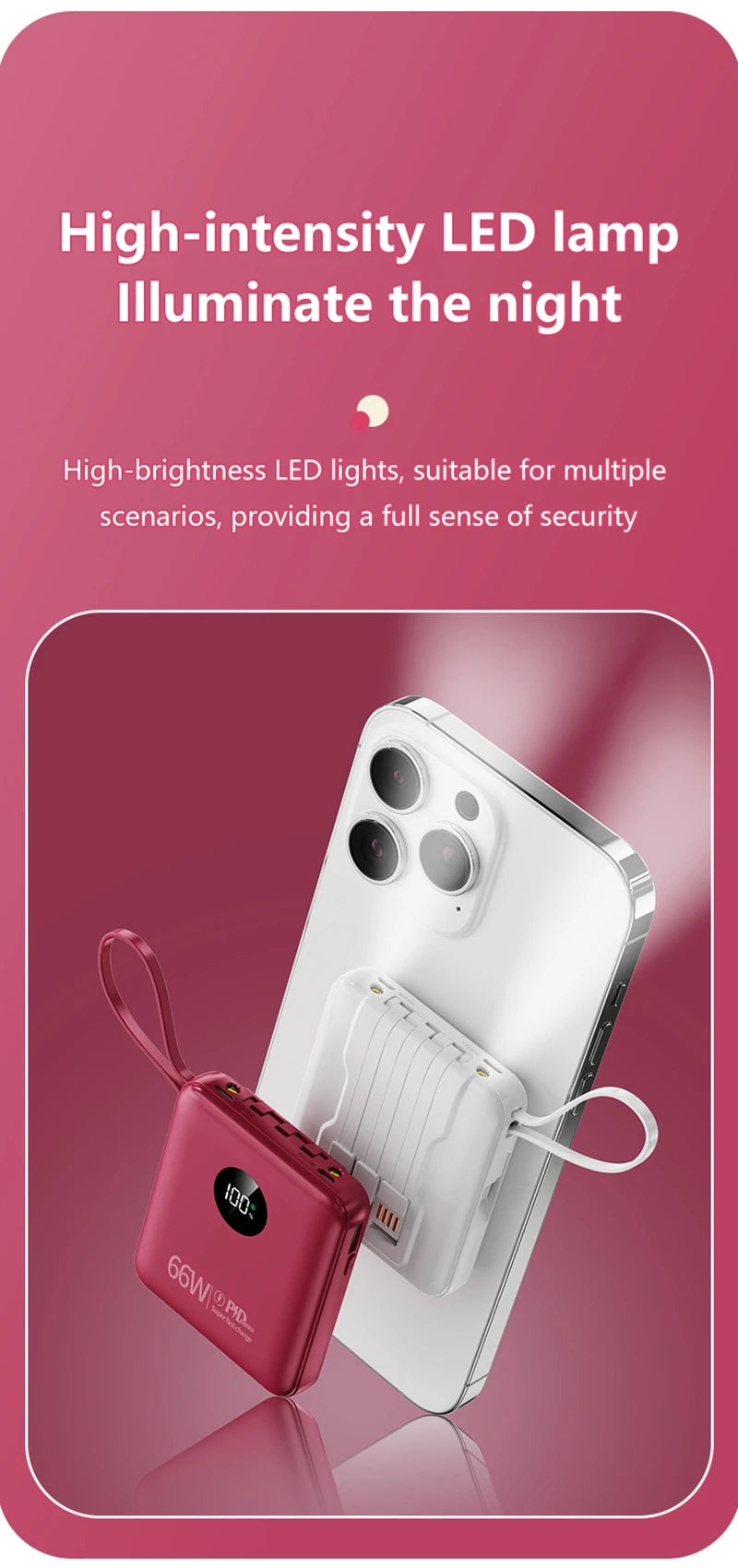 Power Bank Premium con cables integrados y carga rápida