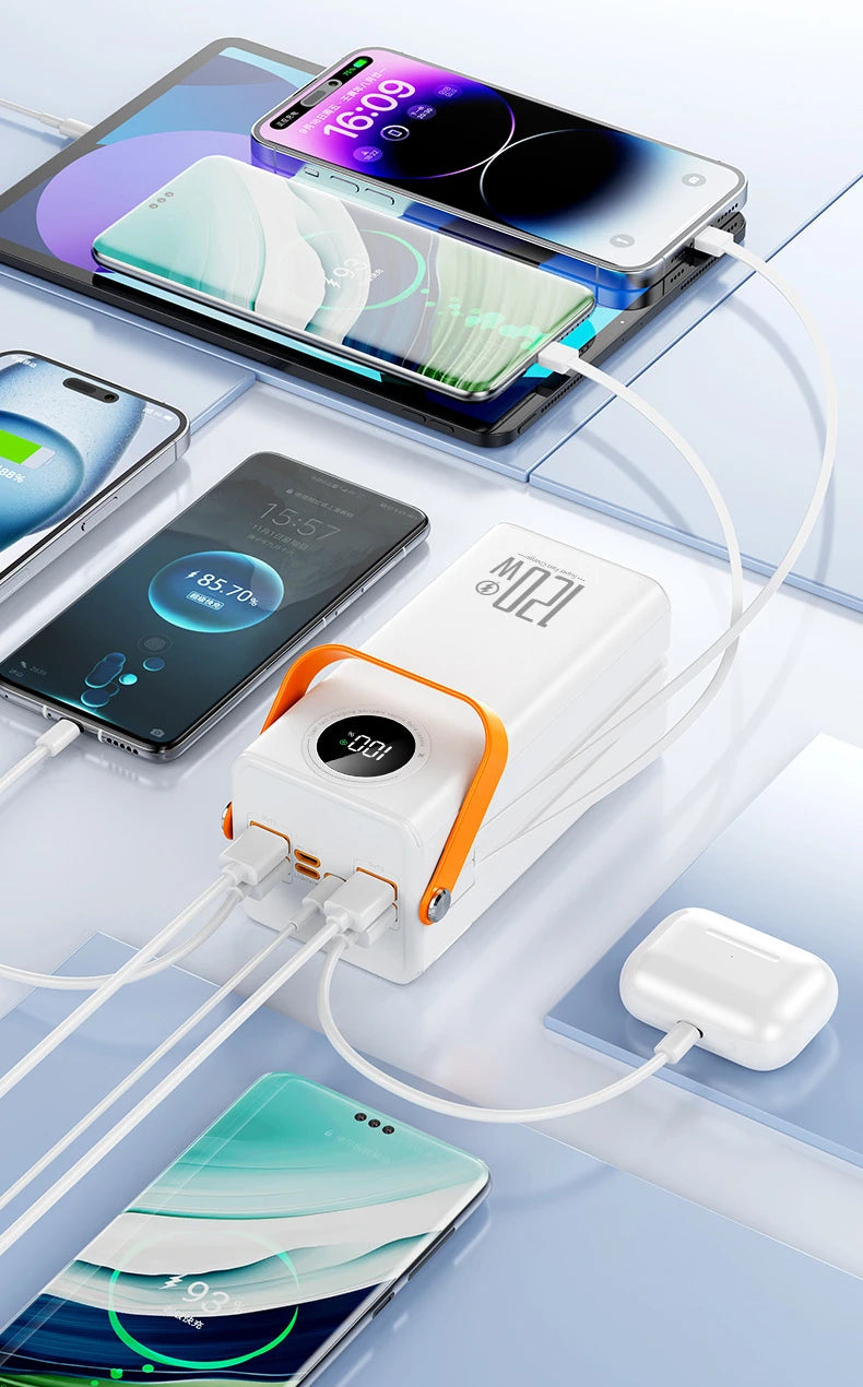 Premium Power Bank with 4 Built in Cables for Outdoor & Travel