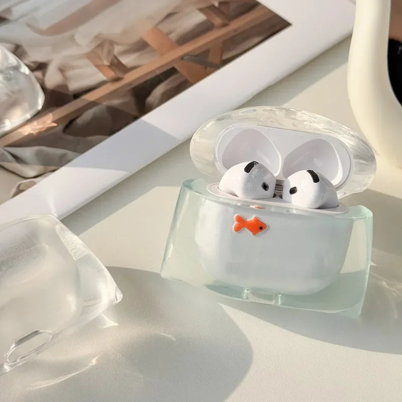 Estuche de silicona premium para auriculares con diseño de pez tierno