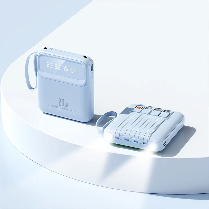 Premium Compact Power Bank with Built in Cables