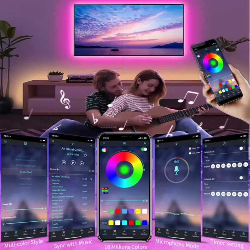 Tiras de luces LED RGB premium con sincronización de música