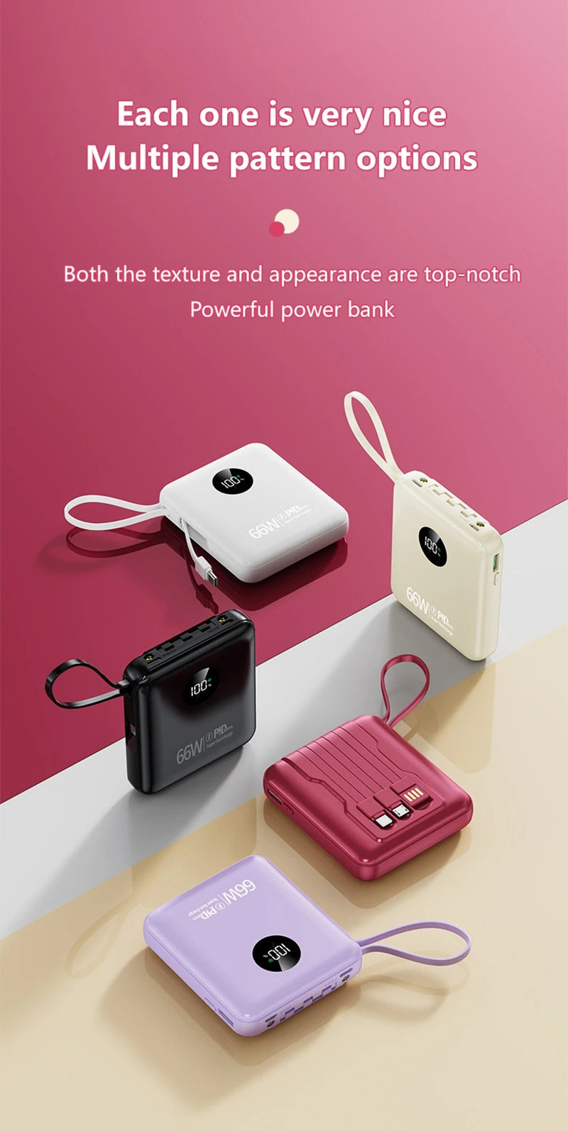 Power Bank Premium con cables integrados y carga rápida