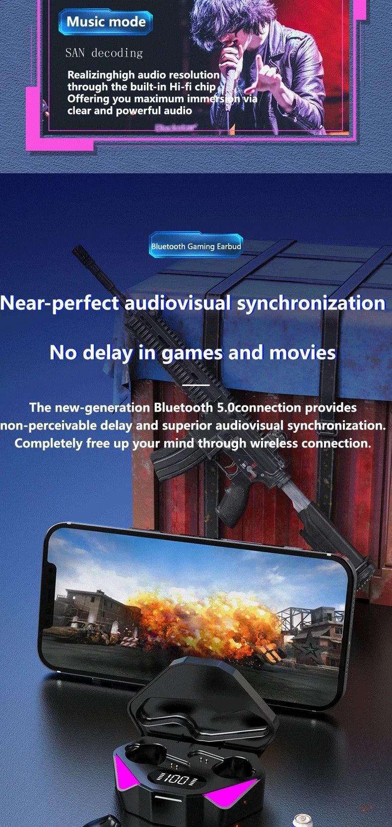 Premium TWS Earphones Wireless Gaming Earbuds