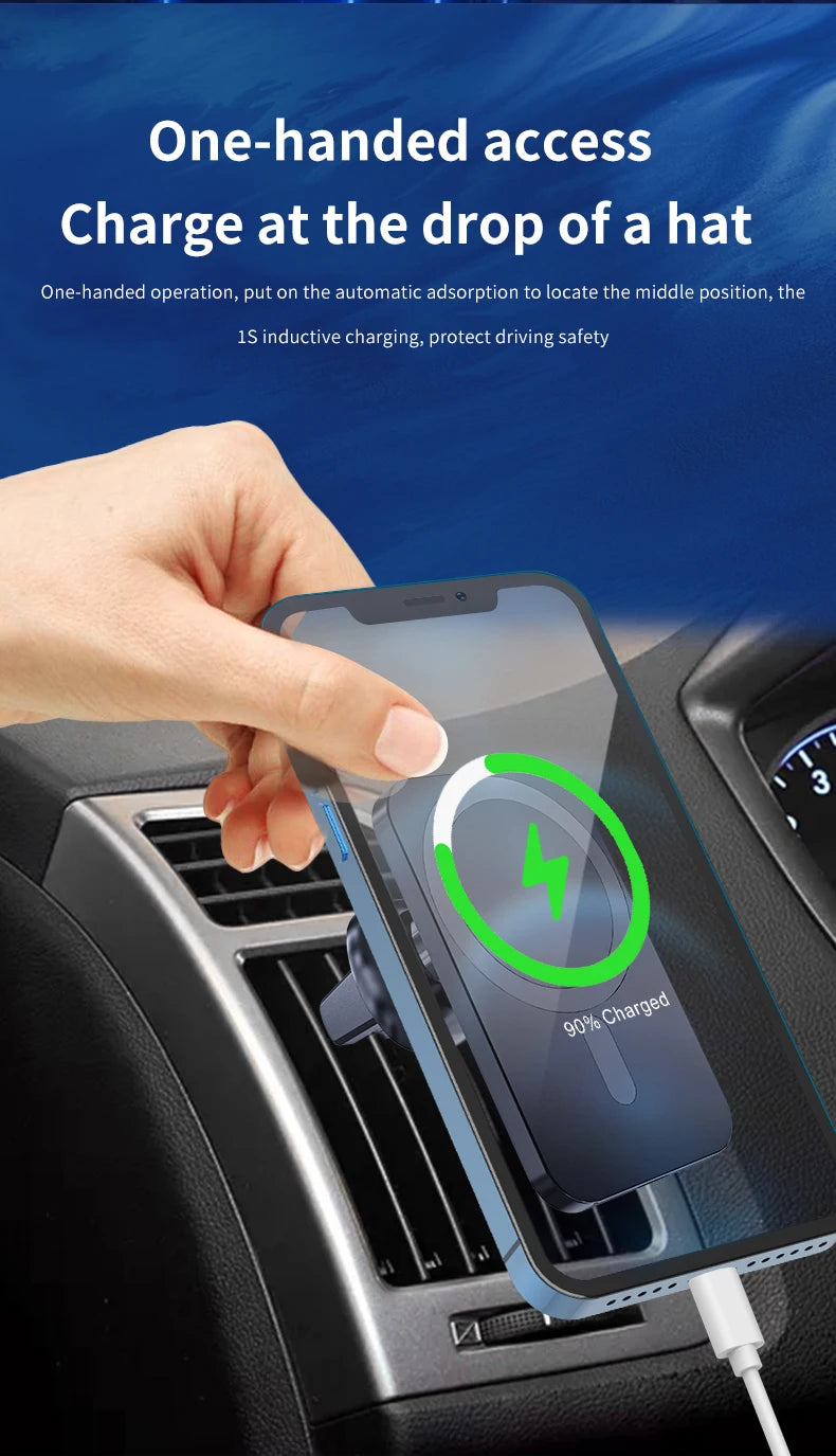 Soporte de carga inalámbrica magnética MagSafe premium para coche