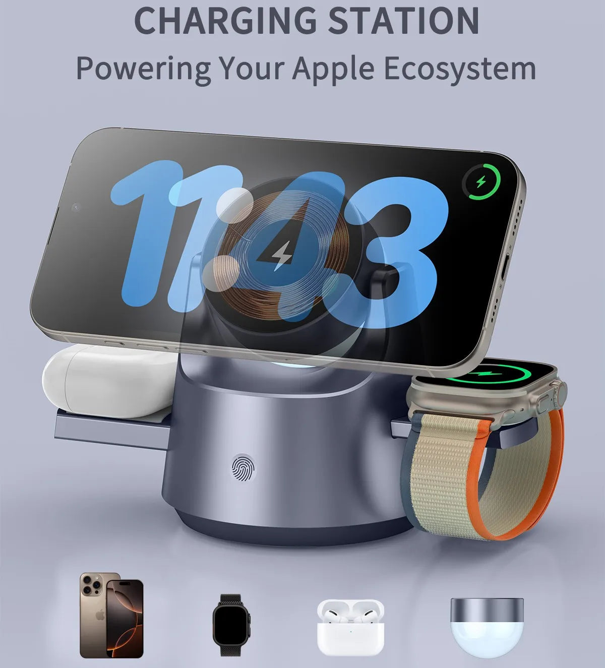 Premium 3 in 1 Magnetic Wireless Charger with Night Light