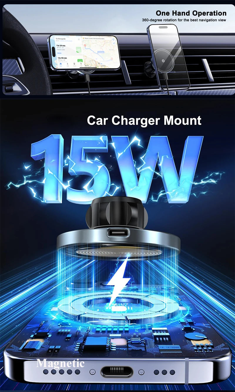 Premium Magnetic Wireless Car Charger Air Vent Mount
