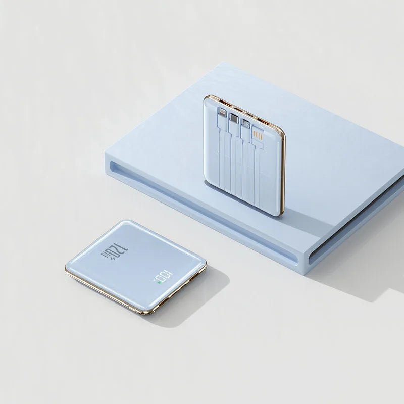Premium Ultra Thin Power Bank with Built in Cables