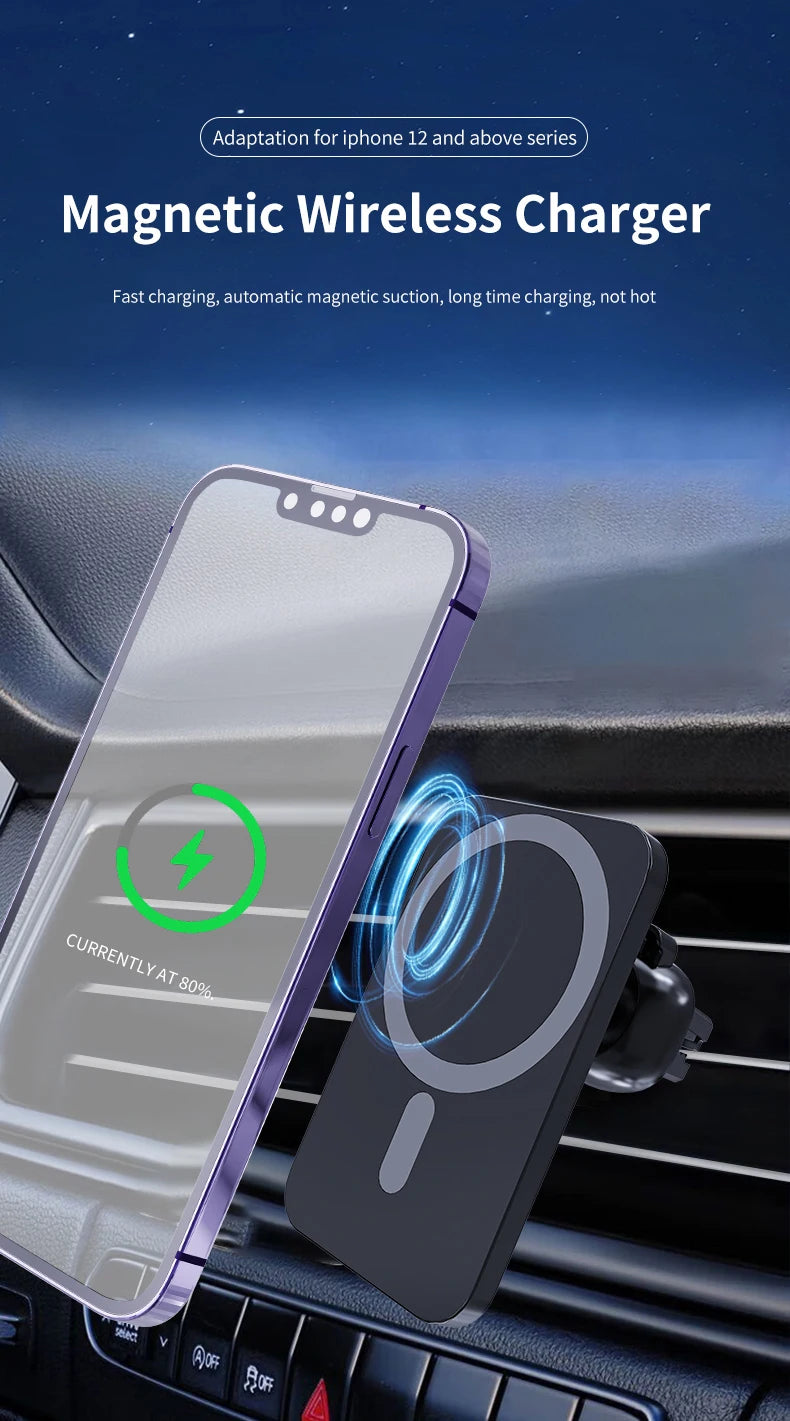 Soporte de carga inalámbrica magnética MagSafe premium para coche
