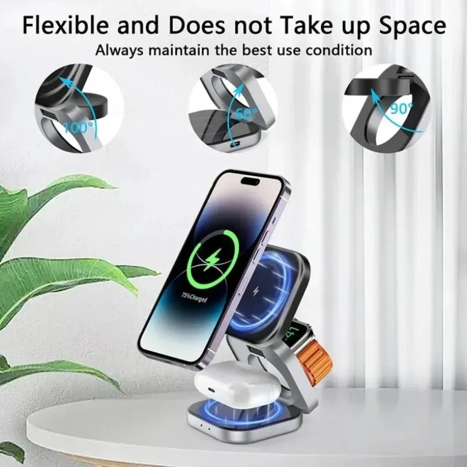Premium 3-in-1 Foldable Magnetic Wireless Charger