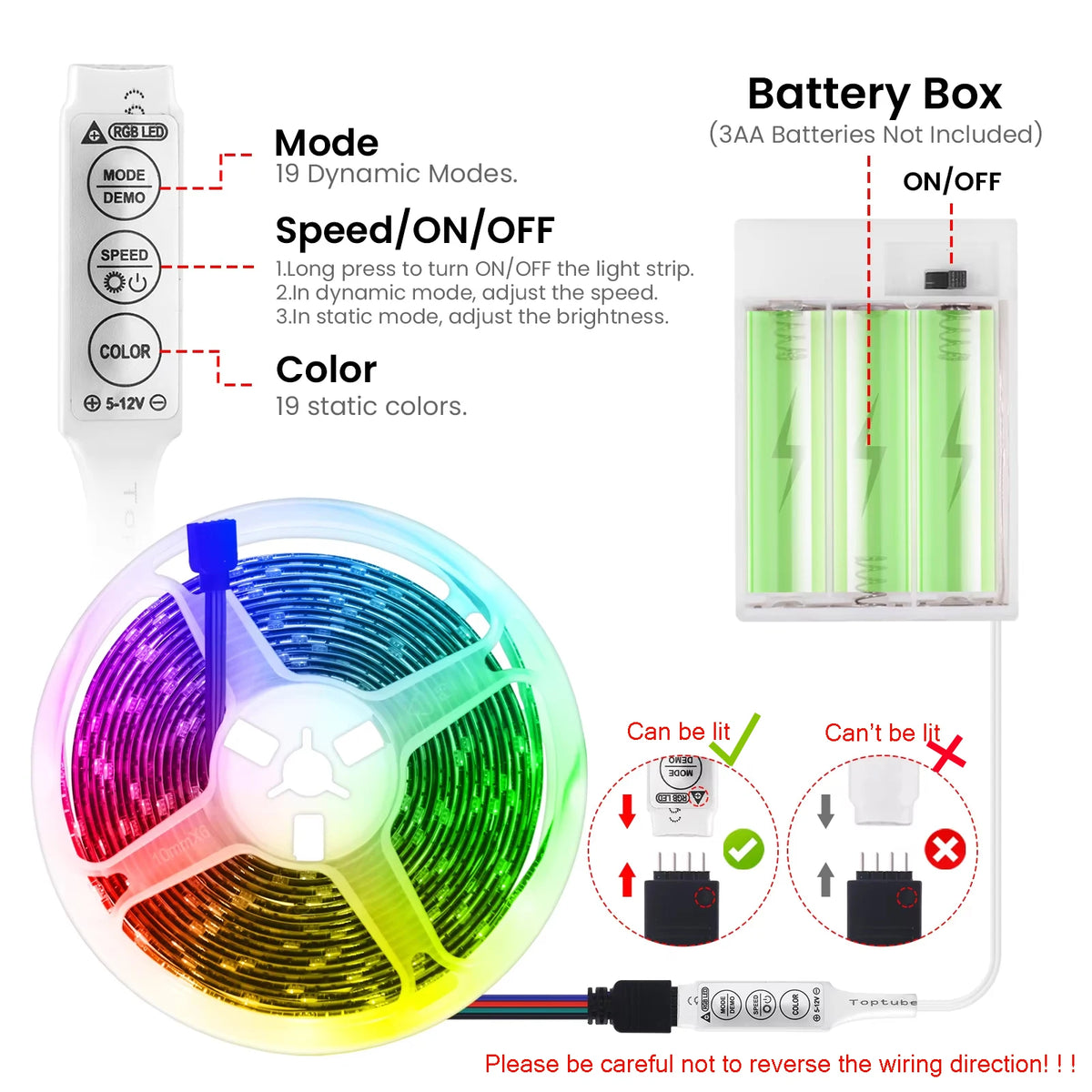 Premium Battery powered RGB LED Strip Lights