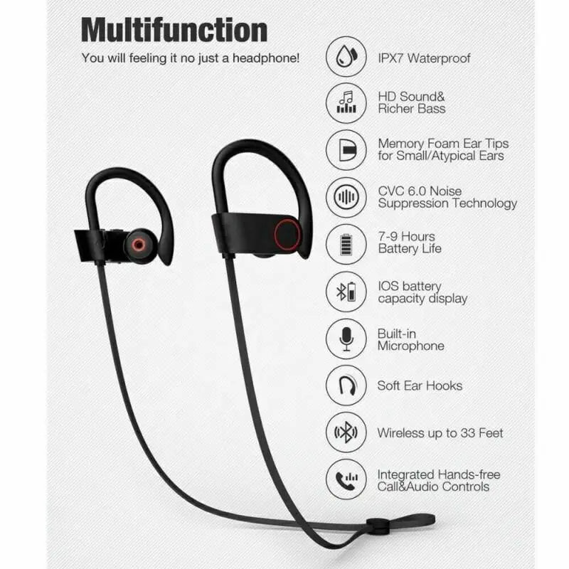 Auriculares deportivos inalámbricos premium con banda magnética para el cuello