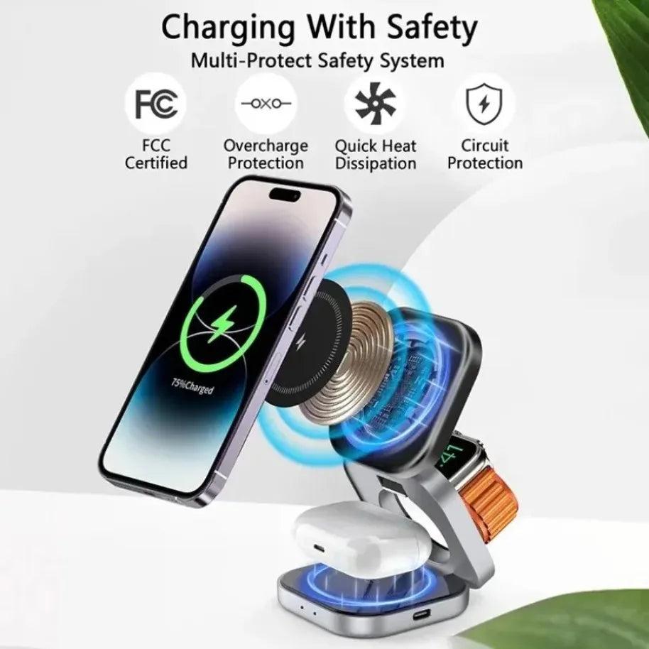Premium 3-in-1 Foldable Magnetic Wireless Charger