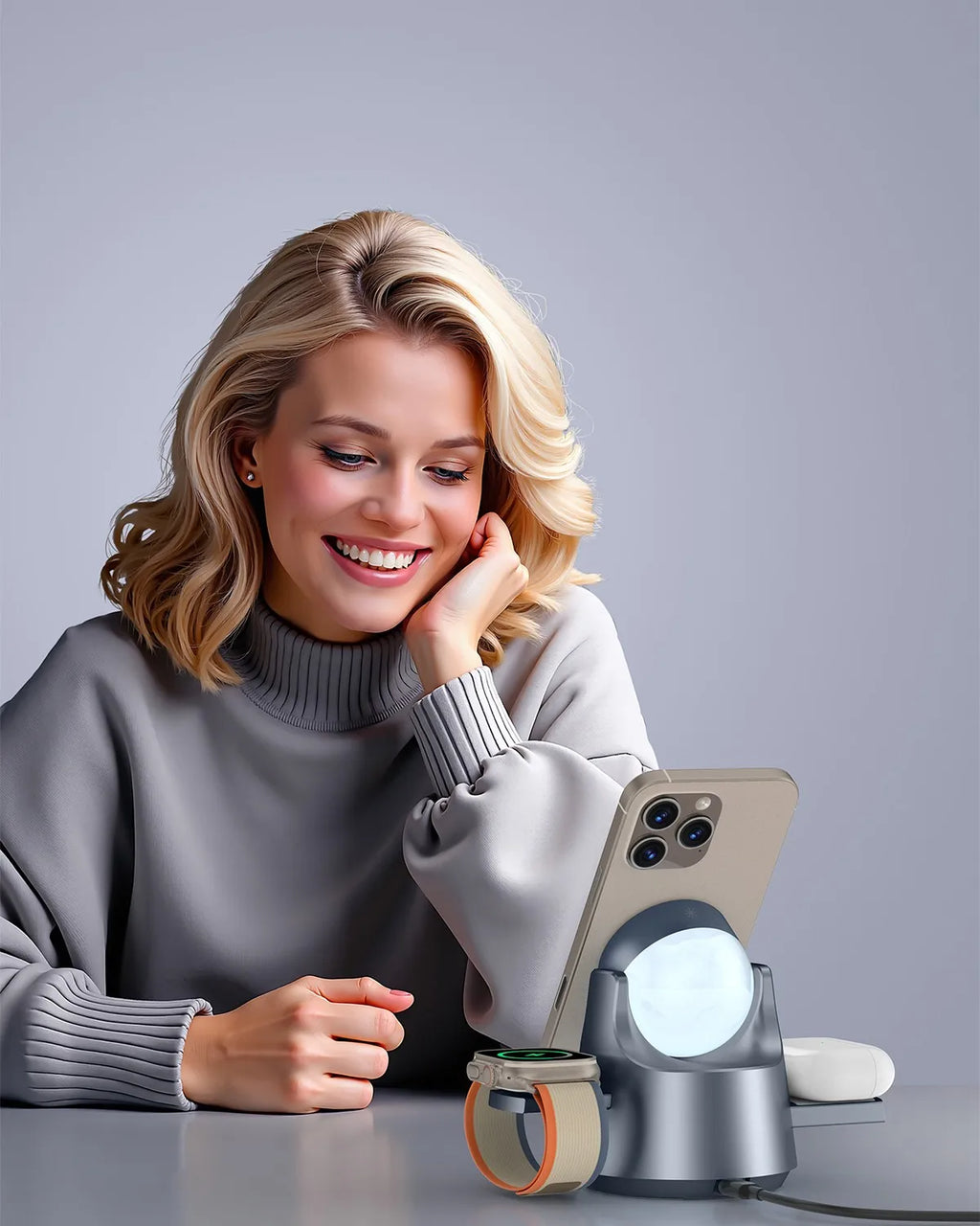 Premium 3 in 1 Magnetic Wireless Charger with Night Light