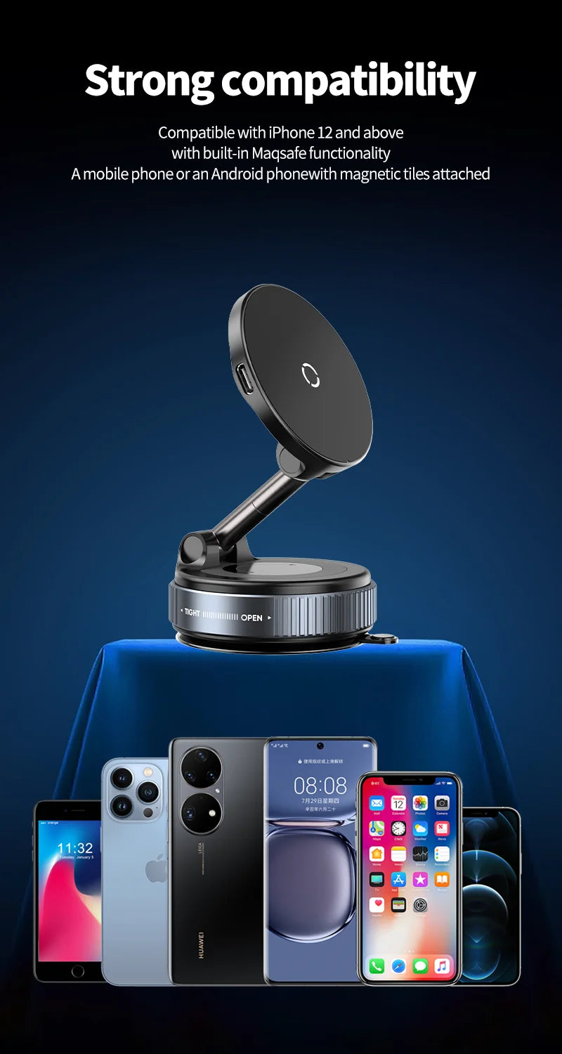 premium MagSafe Magnetic Wireless Charger with Vacuum Suction Mount