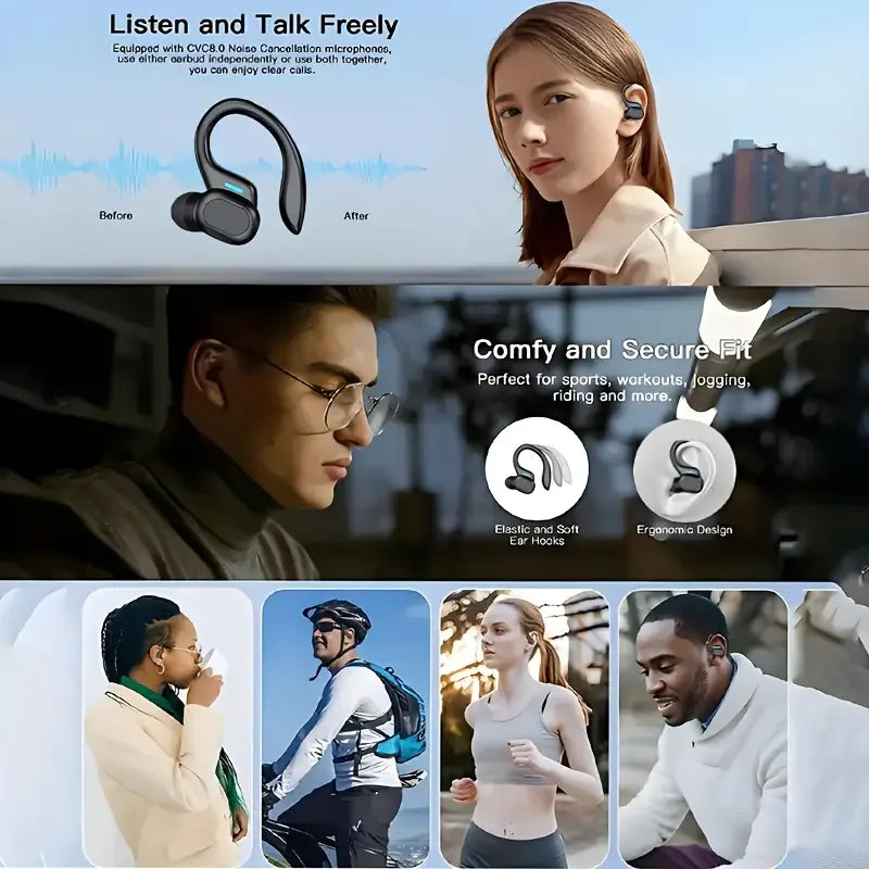 Premium Wireless Sports Earbuds With Secure Ear Hooks
