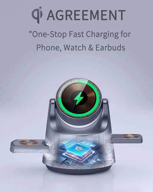 Premium 3 in 1 Magnetic Wireless Charger with Night Light