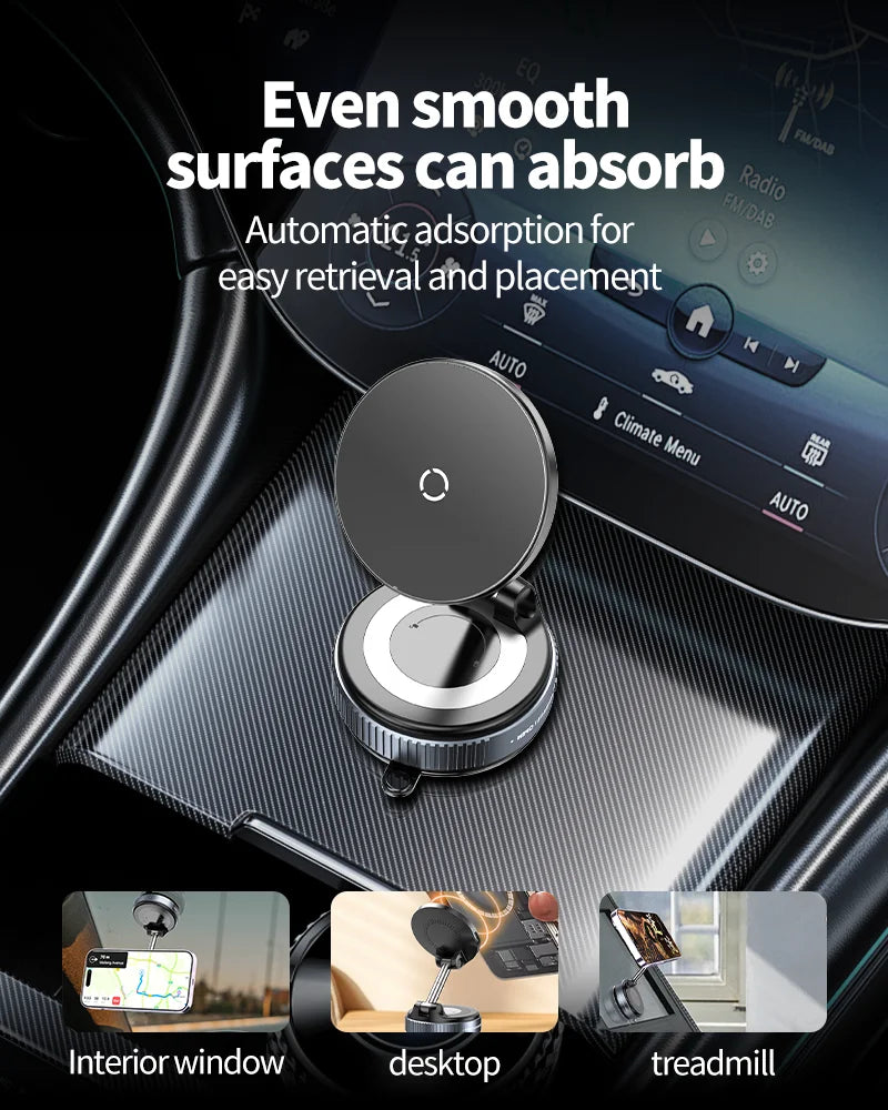 premium MagSafe Magnetic Wireless Charger with Vacuum Suction Mount