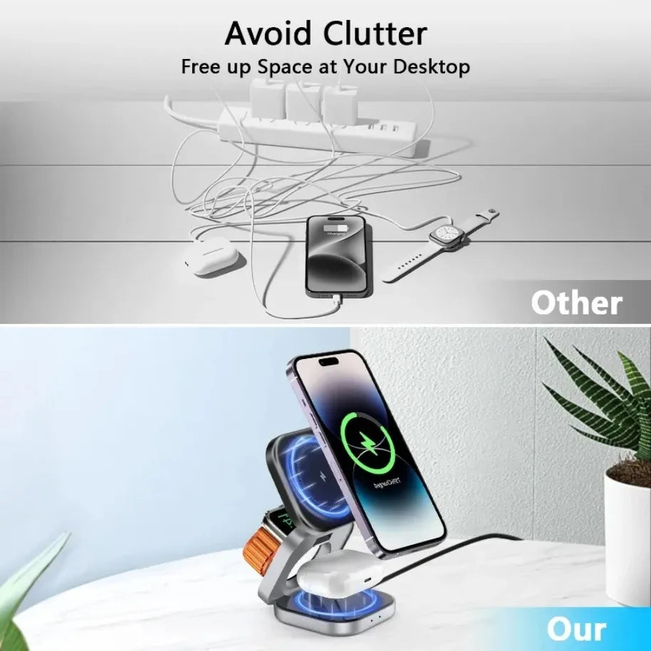 Premium 3-in-1 Foldable Magnetic Wireless Charger