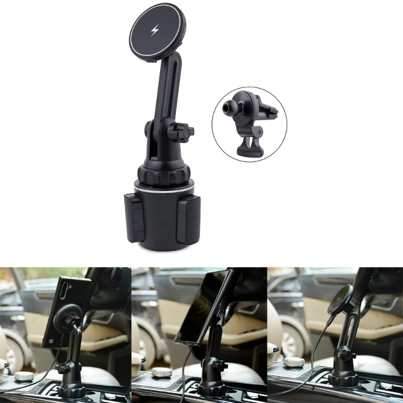 Soporte para portavasos con cargador inalámbrico MagSafe premium para coche