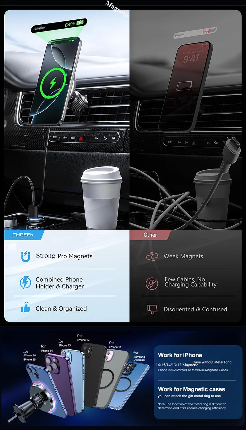 Premium Magnetic Wireless Car Charger Air Vent Mount