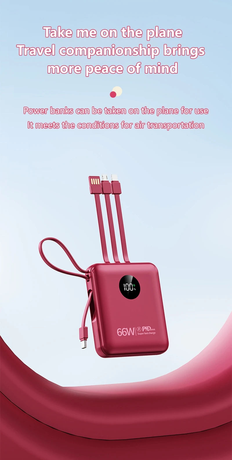 Power Bank Premium con cables integrados y carga rápida