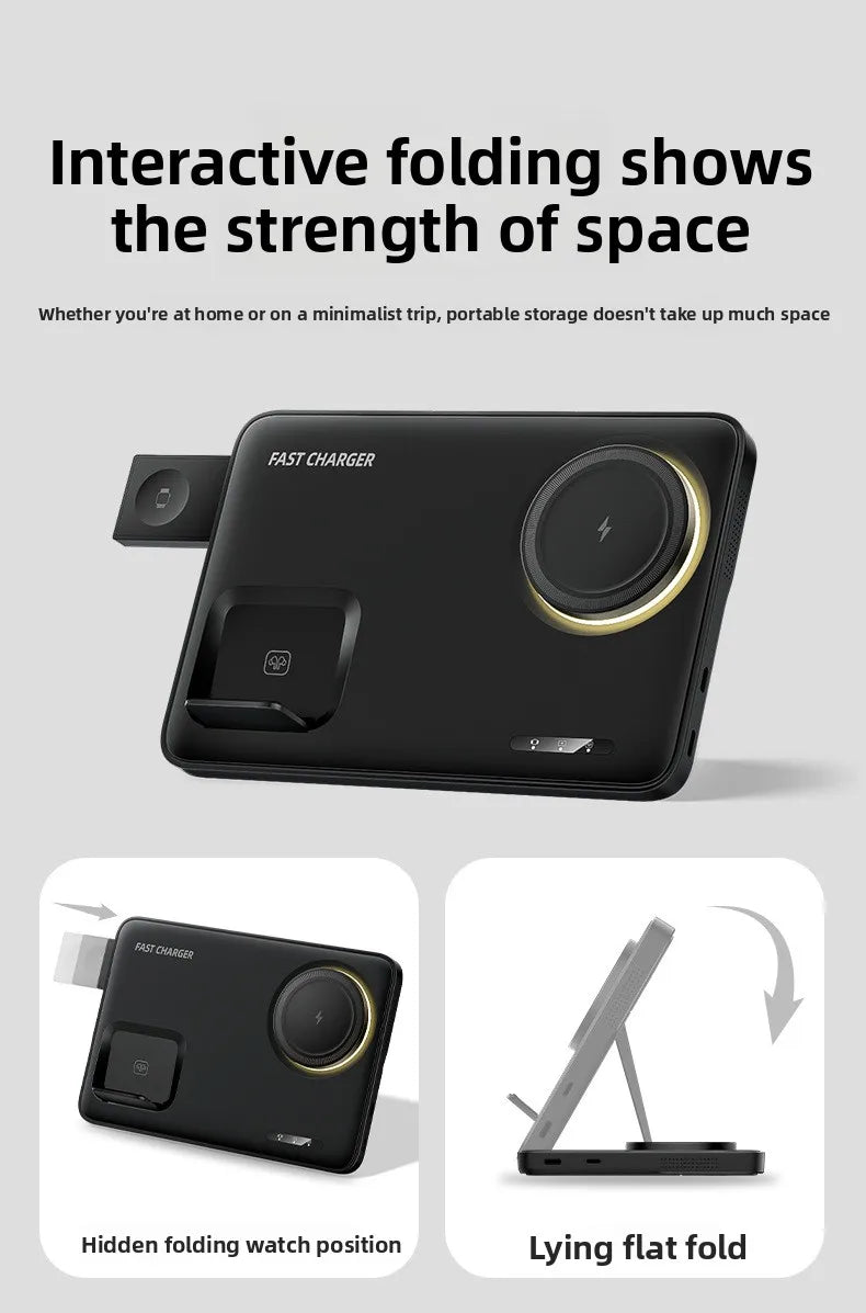 Premium Qi2 3 in 1 Foldable Magnetic Wireless Charger Stand
