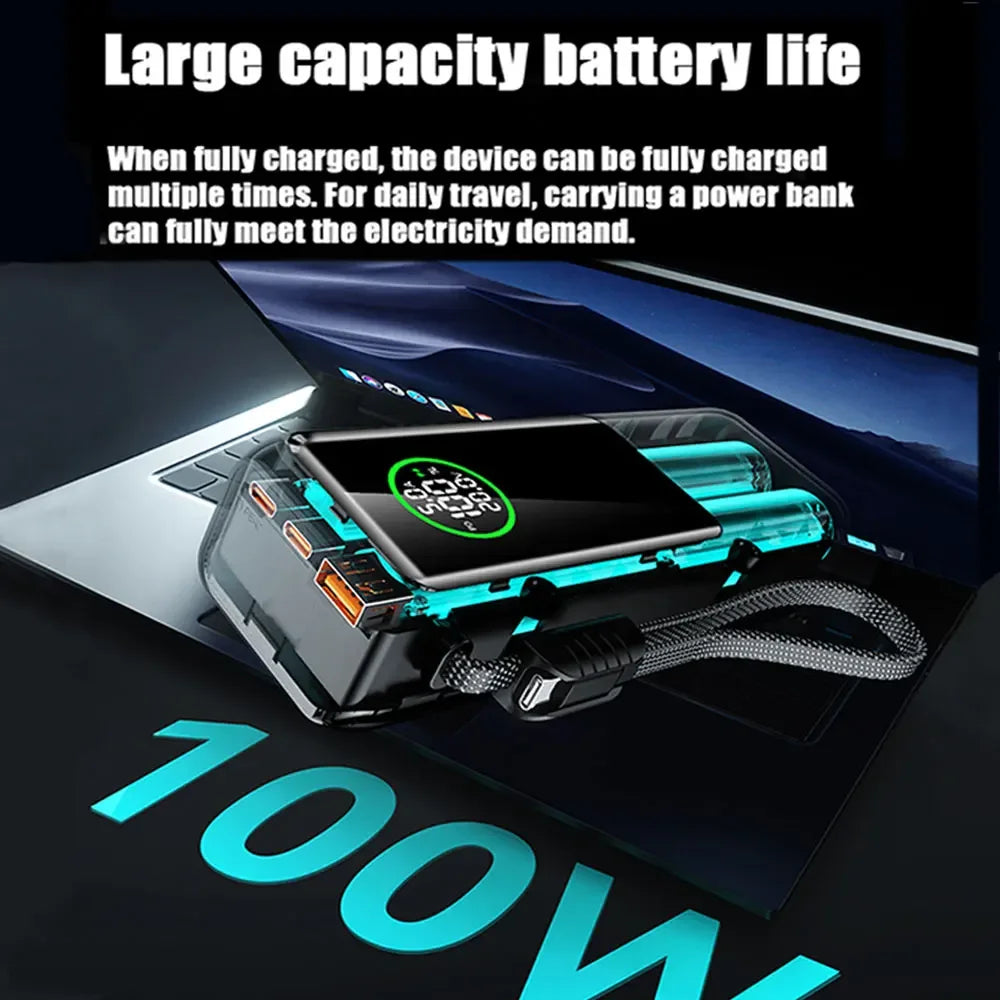 Premium Power Bank with Built in Cable & Fast Charging