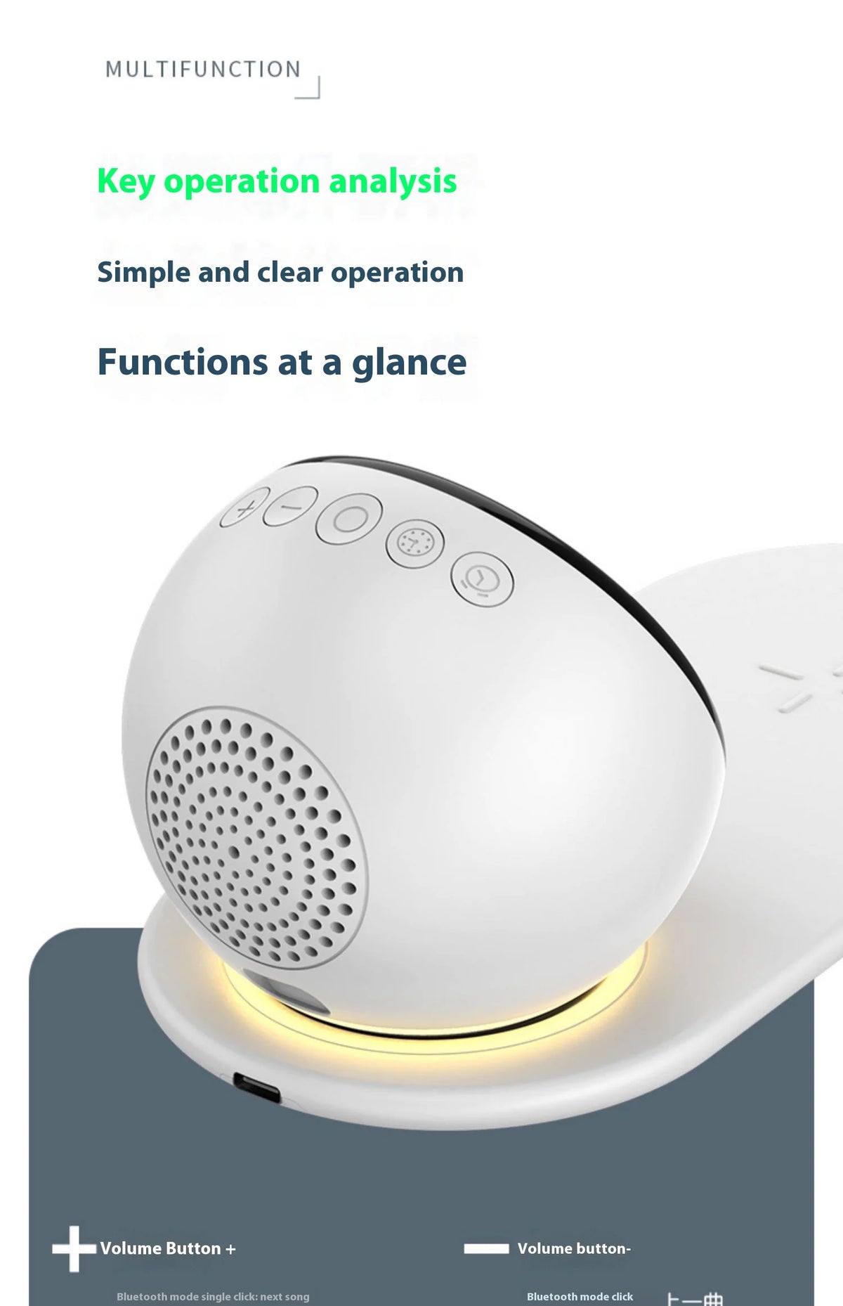 Reloj despertador con carga inalámbrica premium y luz nocturna