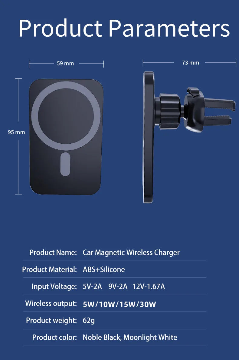 Soporte de carga inalámbrica magnética MagSafe premium para coche