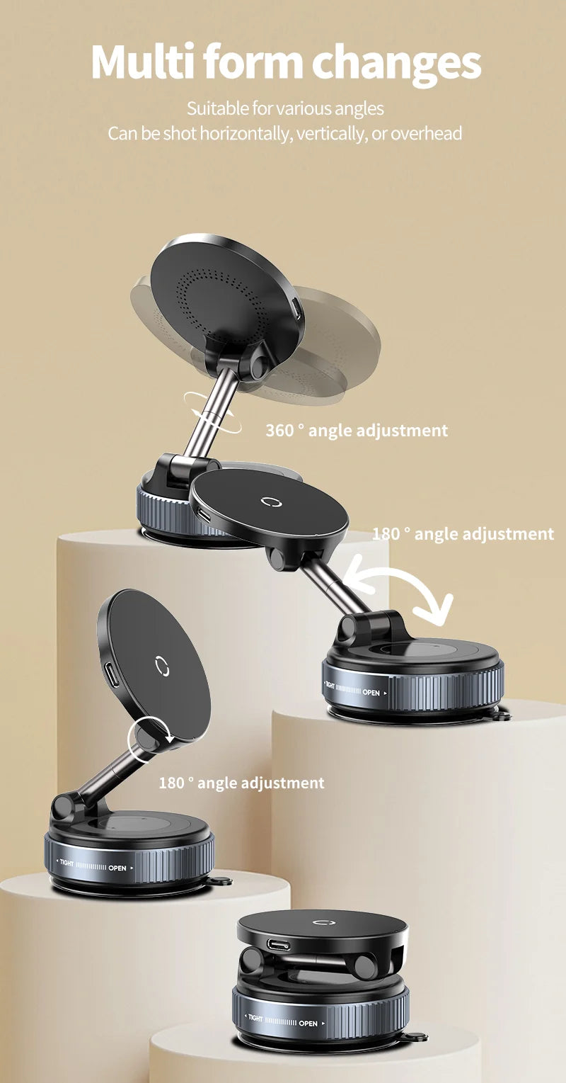 premium MagSafe Magnetic Wireless Charger with Vacuum Suction Mount