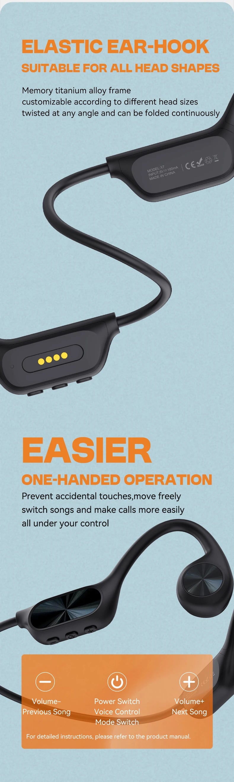 Premium Waterproof Bone Conduction Swimming Headphones