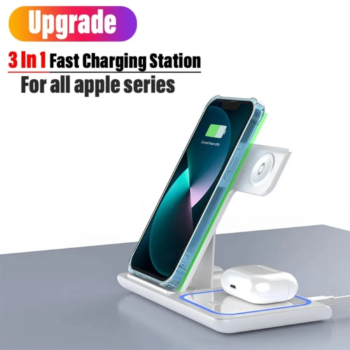 Soporte de carga inalámbrico plegable 3 en 1 prémium para viajes