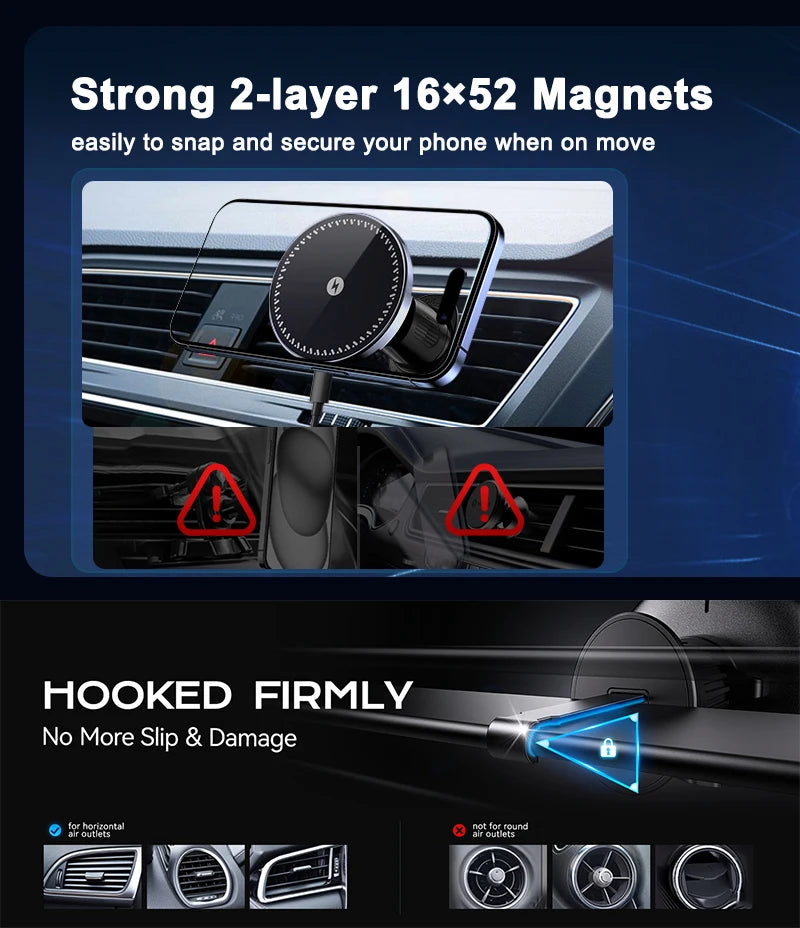 Premium Magnetic Wireless Car Charger Air Vent Mount