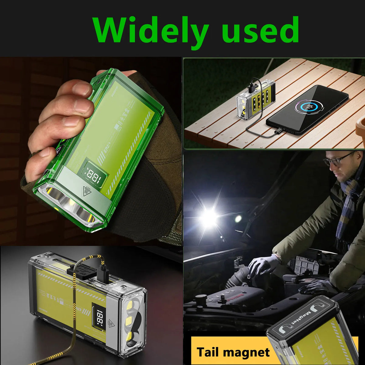 Linterna recargable premium con batería externa para camping