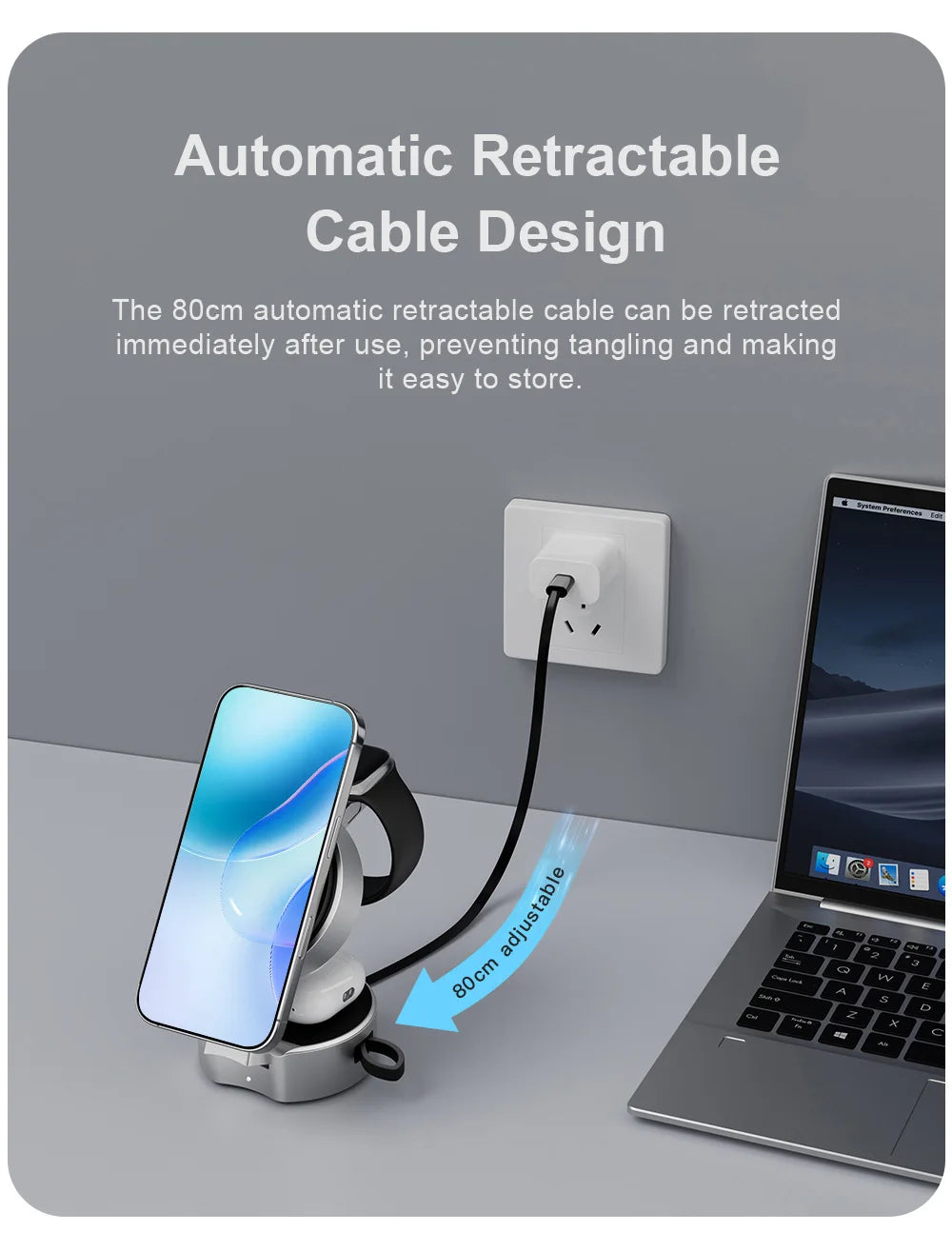 Premium Qi2 3 in 1 Foldable Magnetic Wireless Charger Stand