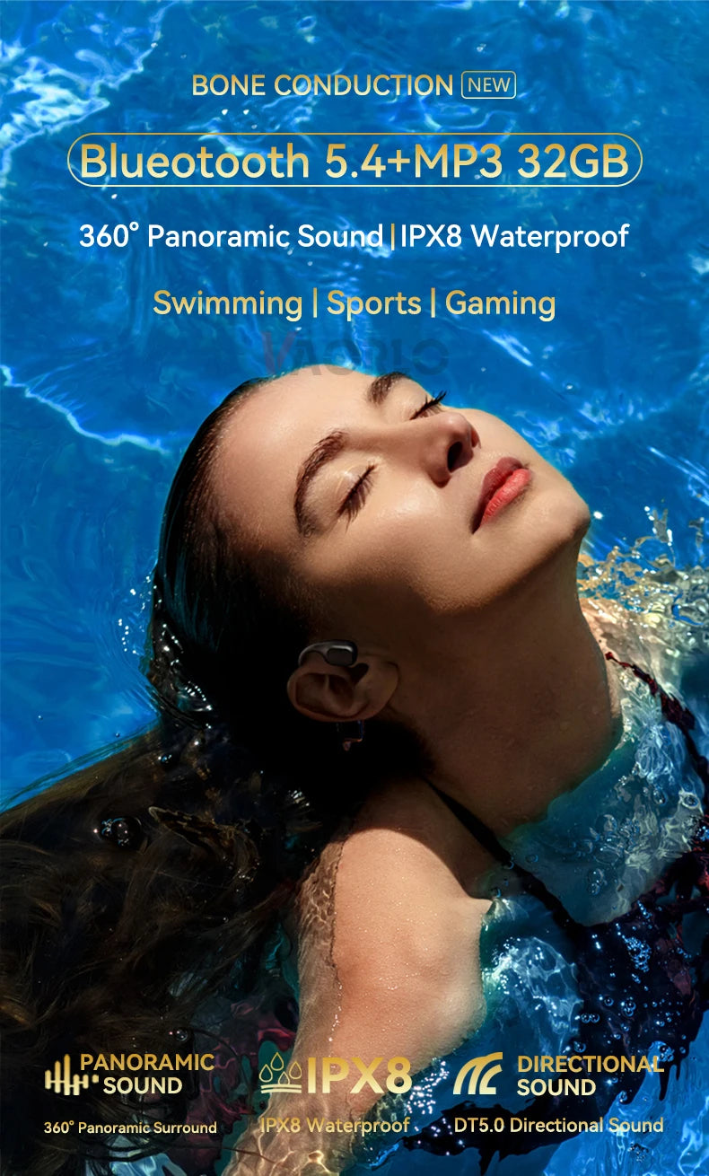 Auriculares de conducción ósea premium resistentes al agua para natación