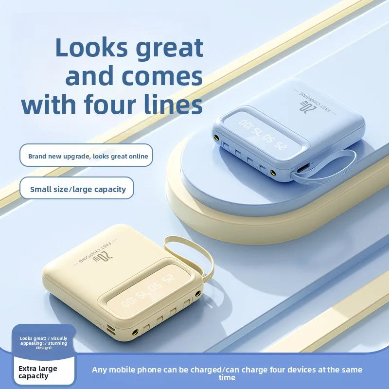 Premium Compact Power Bank with Built in Cables