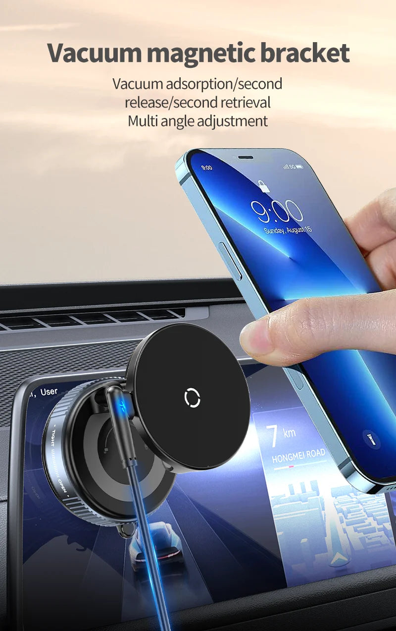 premium MagSafe Magnetic Wireless Charger with Vacuum Suction Mount