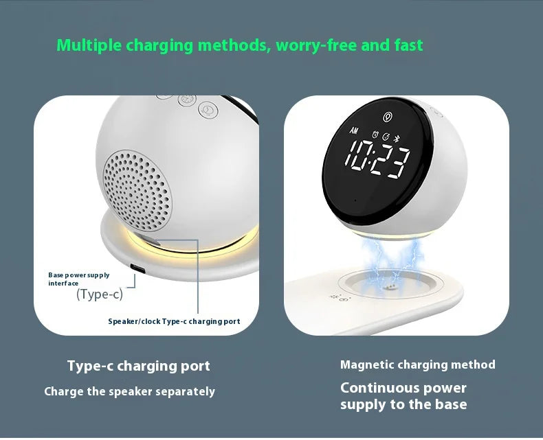 Reloj despertador con carga inalámbrica premium y luz nocturna