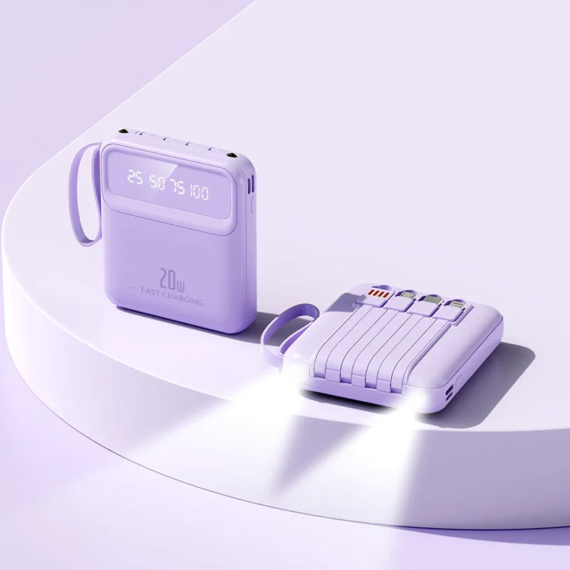 Premium Compact Power Bank with Built in Cables