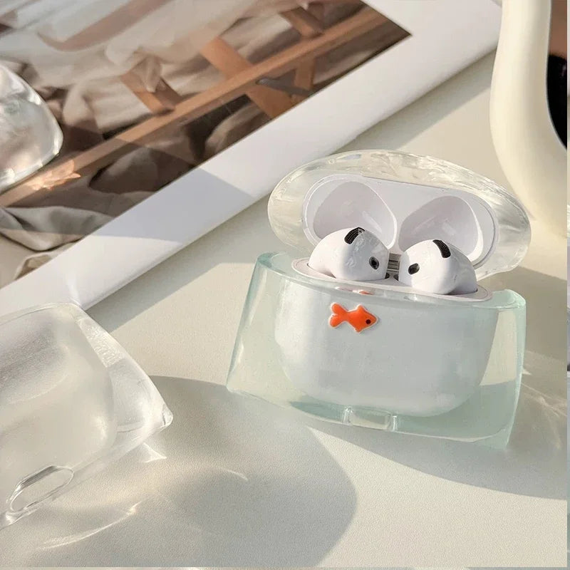 Estuche de silicona premium para auriculares con diseño de pez tierno