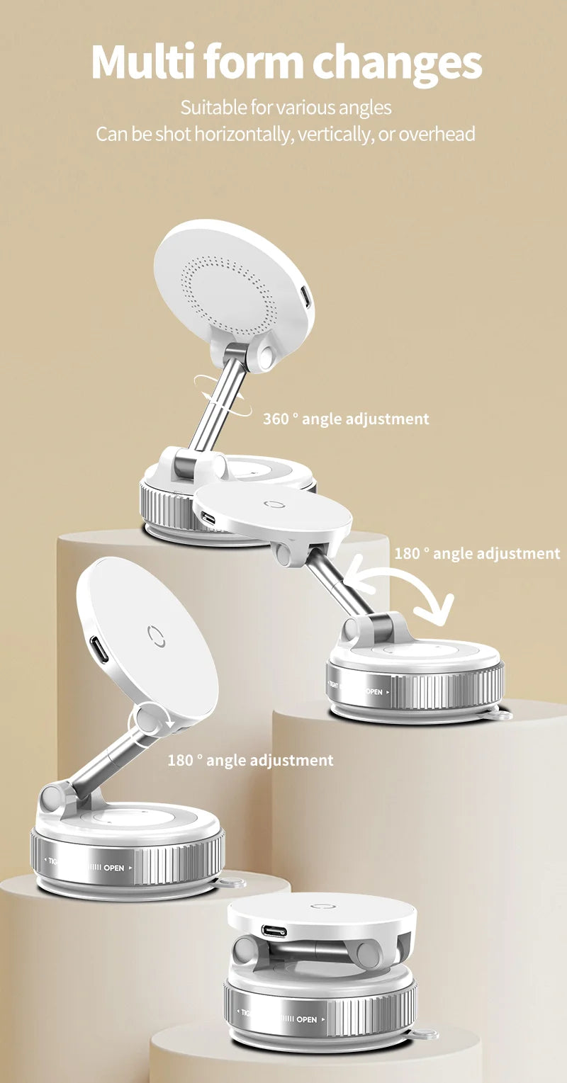 premium MagSafe Magnetic Wireless Charger with Vacuum Suction Mount