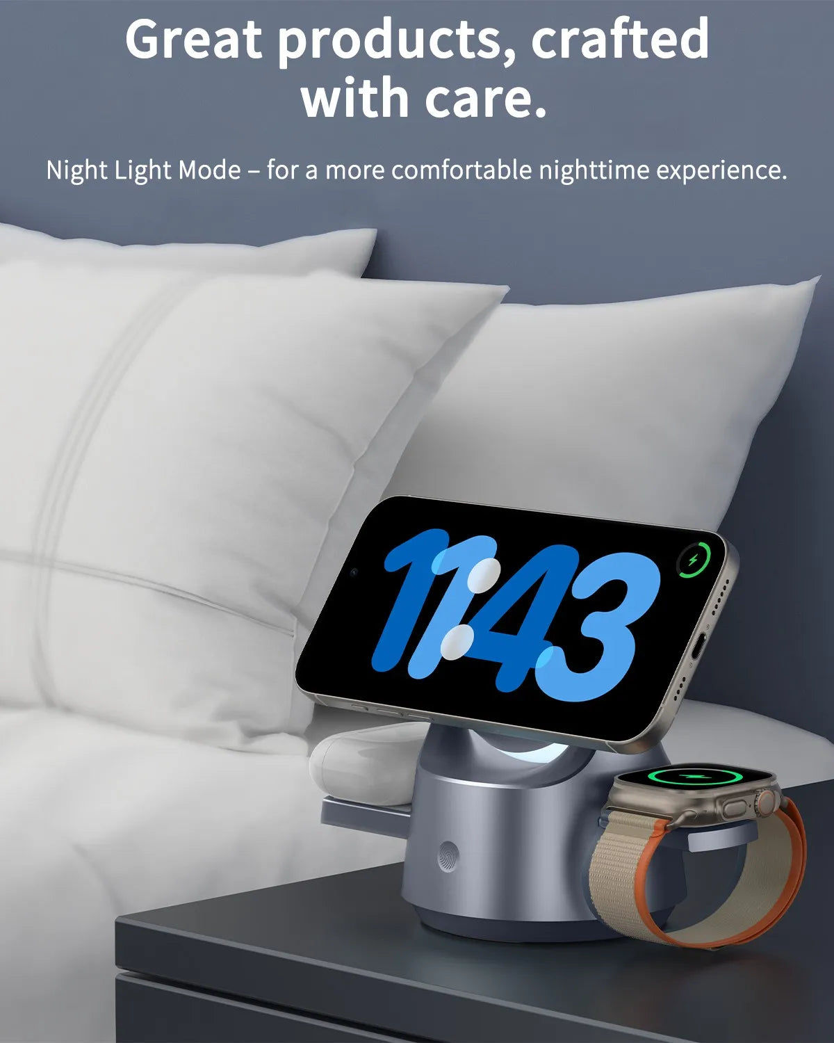 Premium 3 in 1 Magnetic Wireless Charger with Night Light